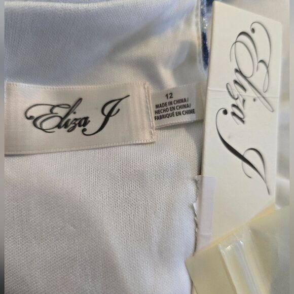 Eliza J Floral Cutout Rhinestone Halter Neck Gown NWT Size 12 Blue/Yellow - Picture 6 of 6